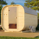 Sauna d'extérieur Tonneau Quadro 3 - 2 à 4 places - 38mm - poêle 9KW ctrl externe - KARIBU