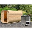 Sauna d'extérieur Tonneau Quadro 3 - 2 à 4 places - 38mm - poêle 9KW ctrl Easy Bio - KARIBU