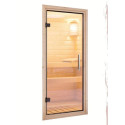 Sauna d'extérieur tonneau 4 à 6 places - parois 38mm - porte en verre - poêle avec ctrl Easy Bio - Asymétrique 3 - KARIBU