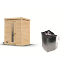 Sauna d’extérieur en bois brut Hytti 0 - 2 places - 38mm - poêle 9KW ctrl intégré - KARIBU