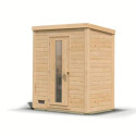 Sauna d’extérieur en bois brut Hytti 0 - 2 places - 38mm - poêle 9KW ctrl intégré - KARIBU