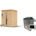 Sauna d’extérieur en bois brut Hytti 0 - 2 places - 38mm - poêle 9KW ctrl intégré - KARIBU