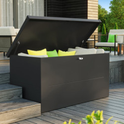 Coffre de jardin en acier galvanisé gris anthracite Nevio 160 - Telluria