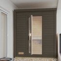 Sauna d’extérieur en bois gris terre Hytti 0 - 2 places - 38mm - poêle 9KW ctrl externe - KARIBU
