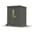 Sauna d’extérieur en bois gris terre Hytti 0 - 2 places - 38mm - poêle 9KW ctrl externe - KARIBU