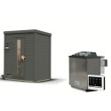 Sauna d’extérieur en bois gris terre Hytti 0 - 2 places - 38mm - poêle Easy Bio 9000W - KARIBU