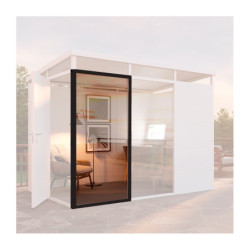 Panneau de verre double vitrage avec armature noire pour bureau de jardin Everbox