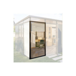 Panneau de verre double vitrage avec store intégré avec armature noire pour bureau de jardin Everbox
