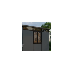 Fenêtre coulissante blanche pour abri armature noire et panneaux blancs - Everbox