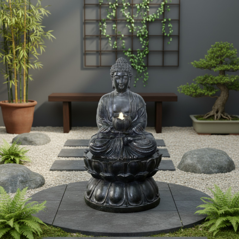 Fontaine XL Bouddha sur socle kit complet avec pompe - Art-Pond