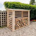 Abri bûches en bois brut 228x130cm – panneaux 19mm – Timbela
