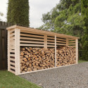 Abri bûches en bois brut 456x100cm – panneaux 19mm – Timbela
