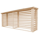 Abri bûches en bois brut 456x100cm – panneaux 19mm – Timbela