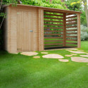 Abri bûches avec espace fermé en bois brut 344x130cm – panneaux 19mm – Timbela