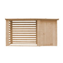 Abri bûches avec espace fermé en bois brut 344x130cm – panneaux 19mm – Timbela