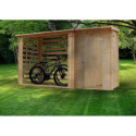 Abri bûches avec espace fermé en bois brut 344x130cm – panneaux 19mm – Timbela