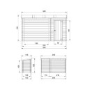 Abri bûches avec espace fermé en bois brut 344x130cm – panneaux 19mm – Timbela