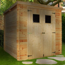 Abri de jardin en bois brut 19mm - 200x200cm - avec plancher - Timbela