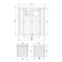 Abri de jardin en bois brut 19mm - 200x200cm - avec plancher - Timbela