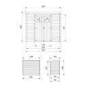 Abri de jardin en bois brut 19mm - 235x130cm - sans plancher - Timbela