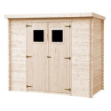 Abri de jardin en bois brut 19mm - 235x130cm - avec plancher - Timbela