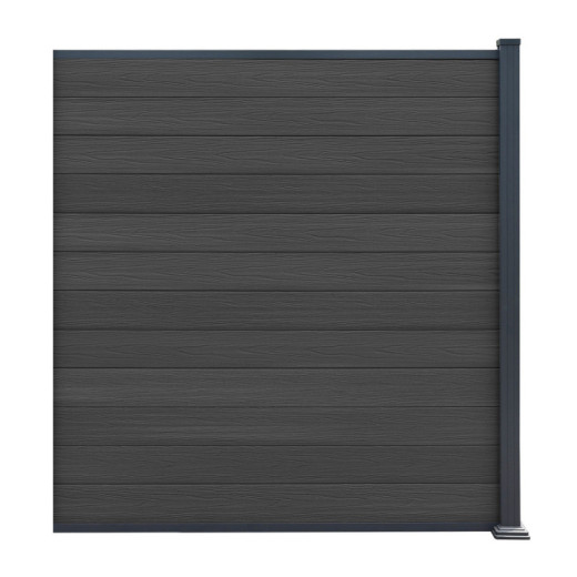 Kit d'extension pour clôture en bois composite premium 180xH.190cm avec décor alu Linea - coloris gris anthracite - Compolife