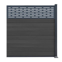 Kit d'extension pour clôture en bois composite premium 180xH.190cm avec décor alu Linea - coloris bois vieilli - Compolife