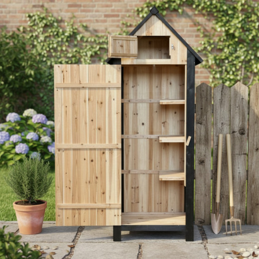 Armoire de jardin en bois thermo-traité FSC 77x54x179cm avec étagères - Arbour