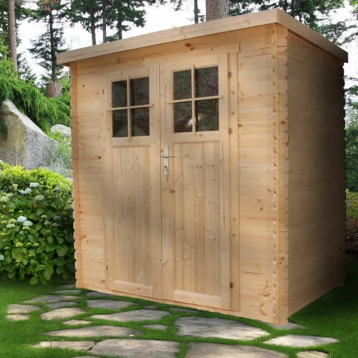 Abri de jardin en bois brut 19mm - 235x130cm - porte de 34mm - sans plancher - Timbela