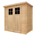 Abri de jardin en bois brut 19mm - 235x130cm - porte de 34mm - sans plancher - Timbela