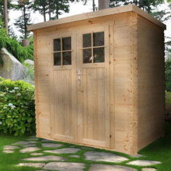 Abri de jardin en bois brut 19mm - 235x130cm - porte de 34mm - avec plancher - Timbela