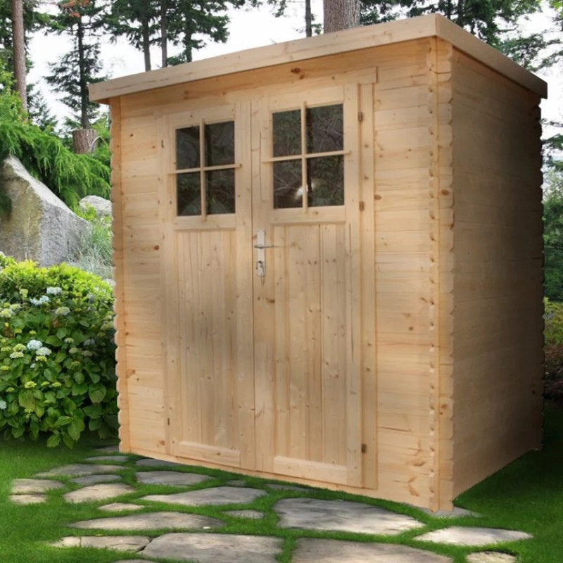 Abri de jardin en bois brut 19mm - 235x130cm - porte de 34mm - avec plancher - Timbela