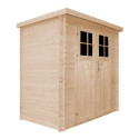 Abri de jardin en bois brut 19mm - 235x130cm - porte de 34mm - avec plancher - Timbela