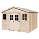 Abri de jardin en bois brut 17mm - 401x395cm - sans plancher - Timbela