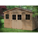 Abri de jardin en bois brut 17mm - 401x395cm - avec plancher - Timbela