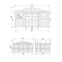 Abri de jardin en bois brut 17mm - 401x297cm - sans plancher - Timbela