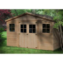 Abri de jardin en bois brut 17mm - 401x297cm - sans plancher - Timbela