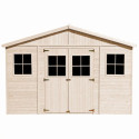 Abri de jardin en bois brut 17mm - 401x297cm - avec plancher - Timbela
