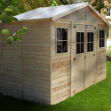 Abri de jardin en bois brut 17mm - 401x199cm - sans plancher - Timbela