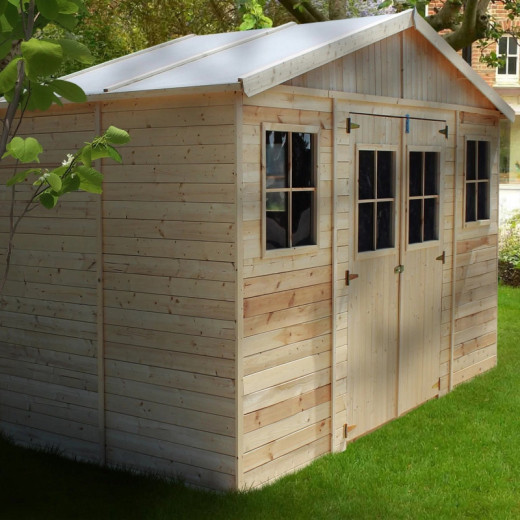 Abri de jardin en bois brut 17mm - 401x199cm - sans plancher - Timbela