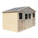 Abri de jardin en bois brut 17mm - 401x199cm - sans plancher - Timbela