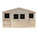 Abri de jardin en bois brut 17mm - 401x199cm - sans plancher - Timbela