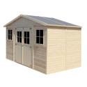 Abri de jardin en bois brut 17mm - 401x199cm - sans plancher - Timbela