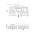 Abri de jardin en bois brut 17mm - 401x493cm - sans plancher - Timbela