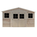 Abri de jardin en bois brut 17mm - 401x493cm - avec plancher - Timbela