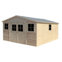 Abri de jardin en bois brut 17mm - 401x493cm - avec plancher - Timbela