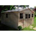 Abri de jardin en bois brut 17mm - 401x493cm - avec plancher - Timbela