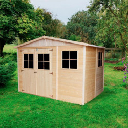 Abri de jardin en bois brut 17mm - 303x199cm - avec plancher - Timbela	