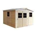 Abri de jardin en bois brut 17mm - 303x297cm - sans plancher - Timbela