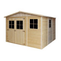 Abri de jardin en bois brut 17mm - 303x297cm - sans plancher - Timbela